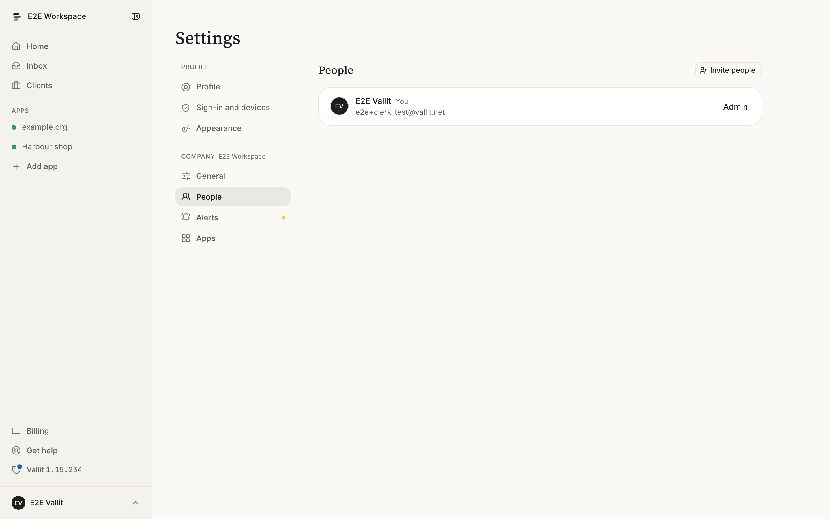 The People section: the Invite people button (3) and the list of members with their roles (4).