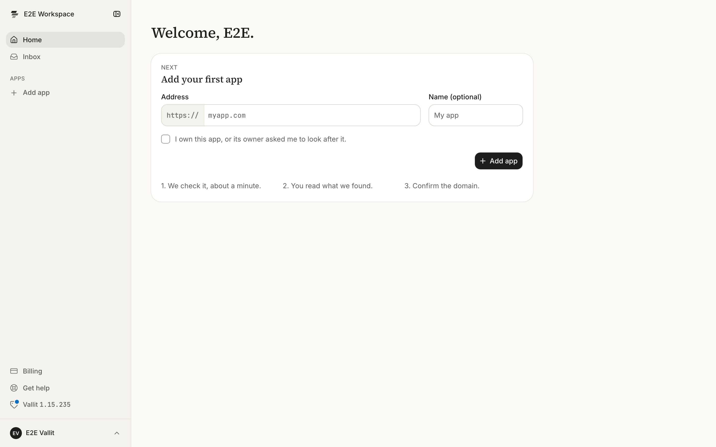The foot of the sidebar, with the version button as the last row above the account (1).